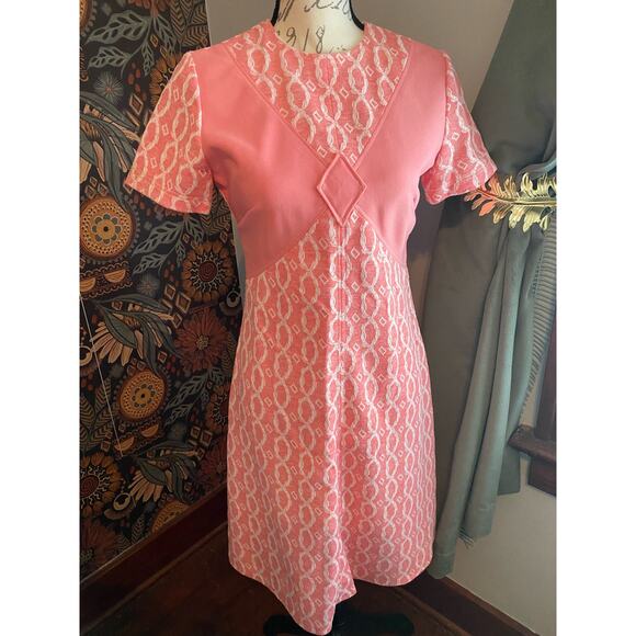 Handmade Dresses & Skirts - Vintage Handmade 60s Pink Mod Dress